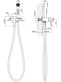 Гигиенический душ со смесителем Aquatek Лугано AQ1719BGM оружейная сталь